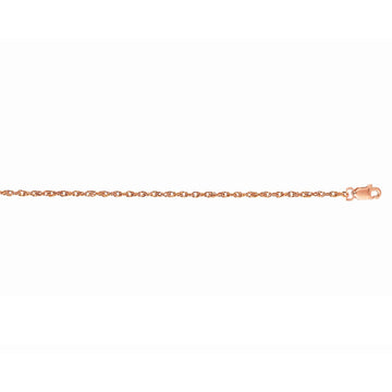 14K Rose Gold 1.0mm Machine Rope 18 Chain (Carded) with Lobster Lock